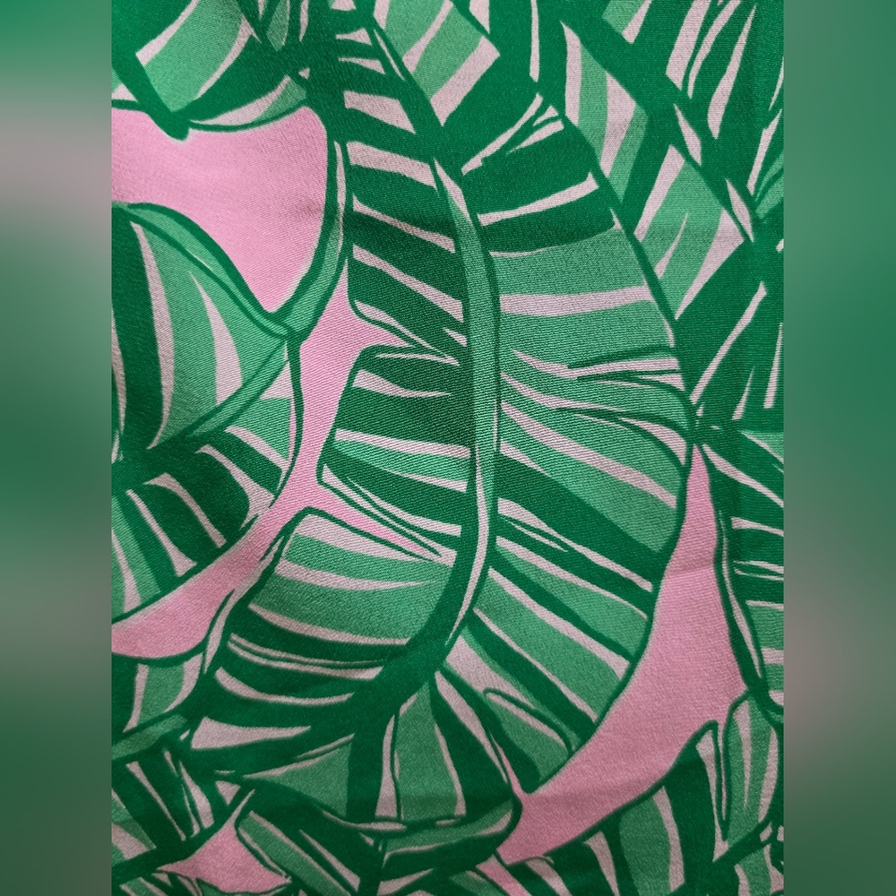 Lilly Pulitzer Elsa Silk Top Conch Shell Pink Lets Go Bananas Size LARGE - Picture 6 of 13